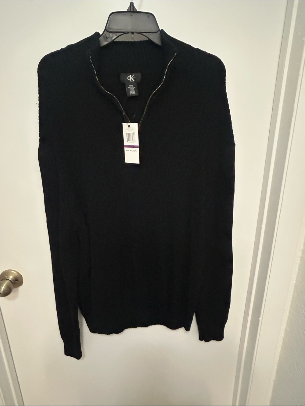 Calvin Klein Black Zip-Neck Men's Sweater